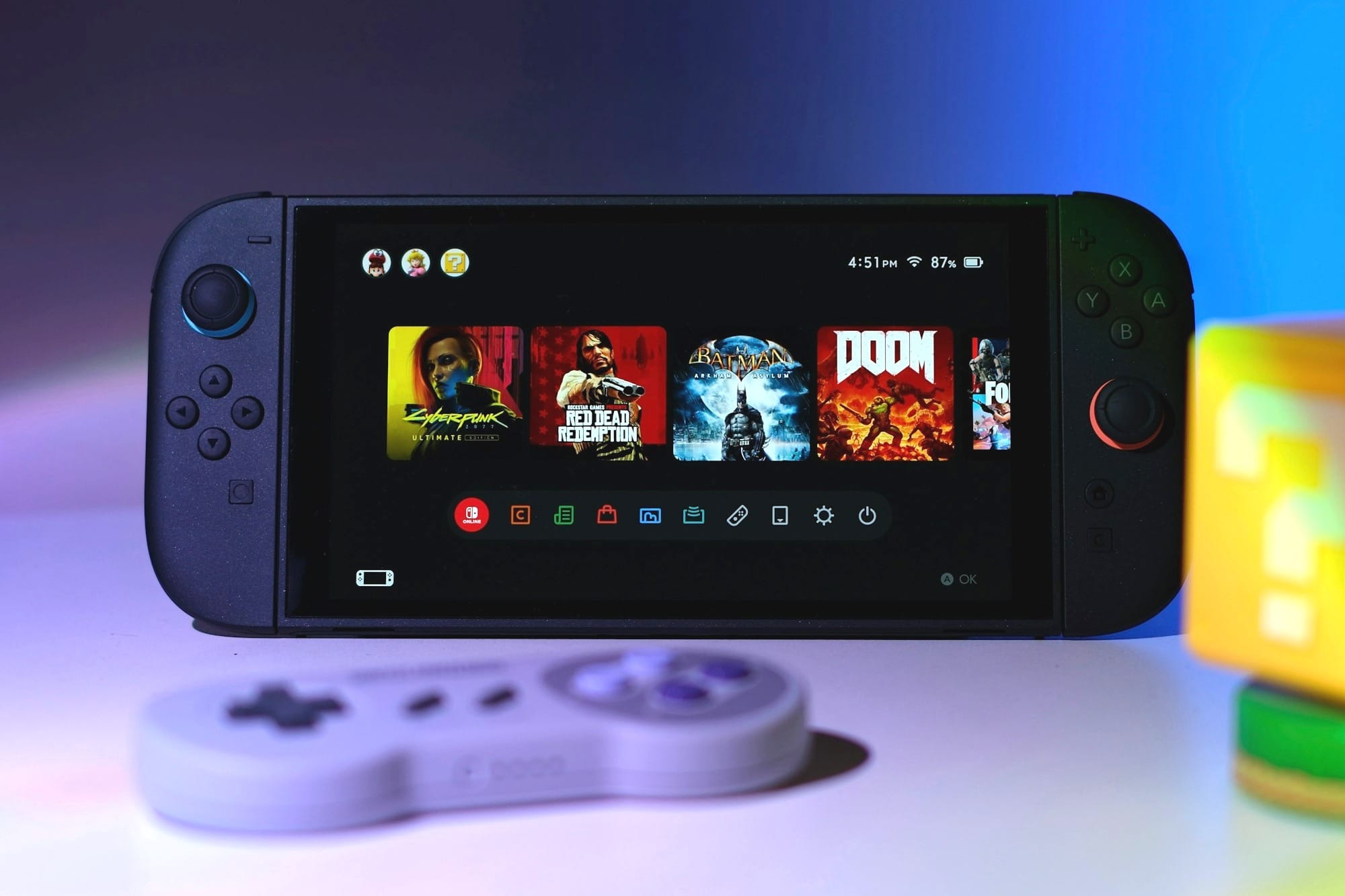 A nintendo switch is displaying games.