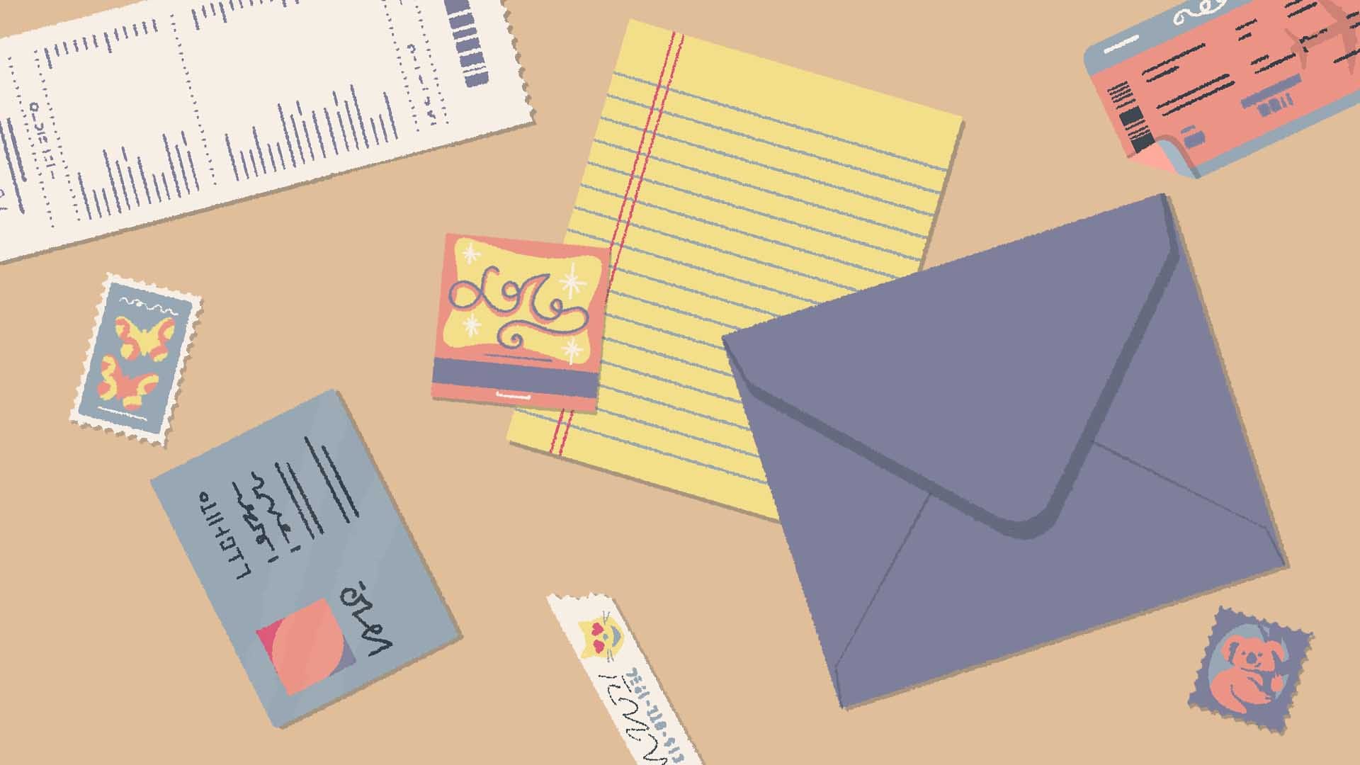 An pile of letters and sheets of paper in the game "A little to the left"