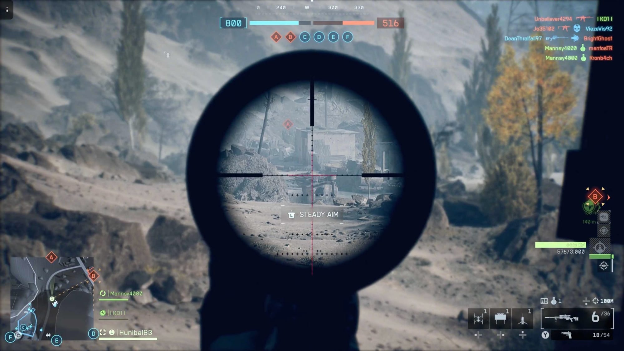 Sniper looking down his scope in Battlefield 6 match