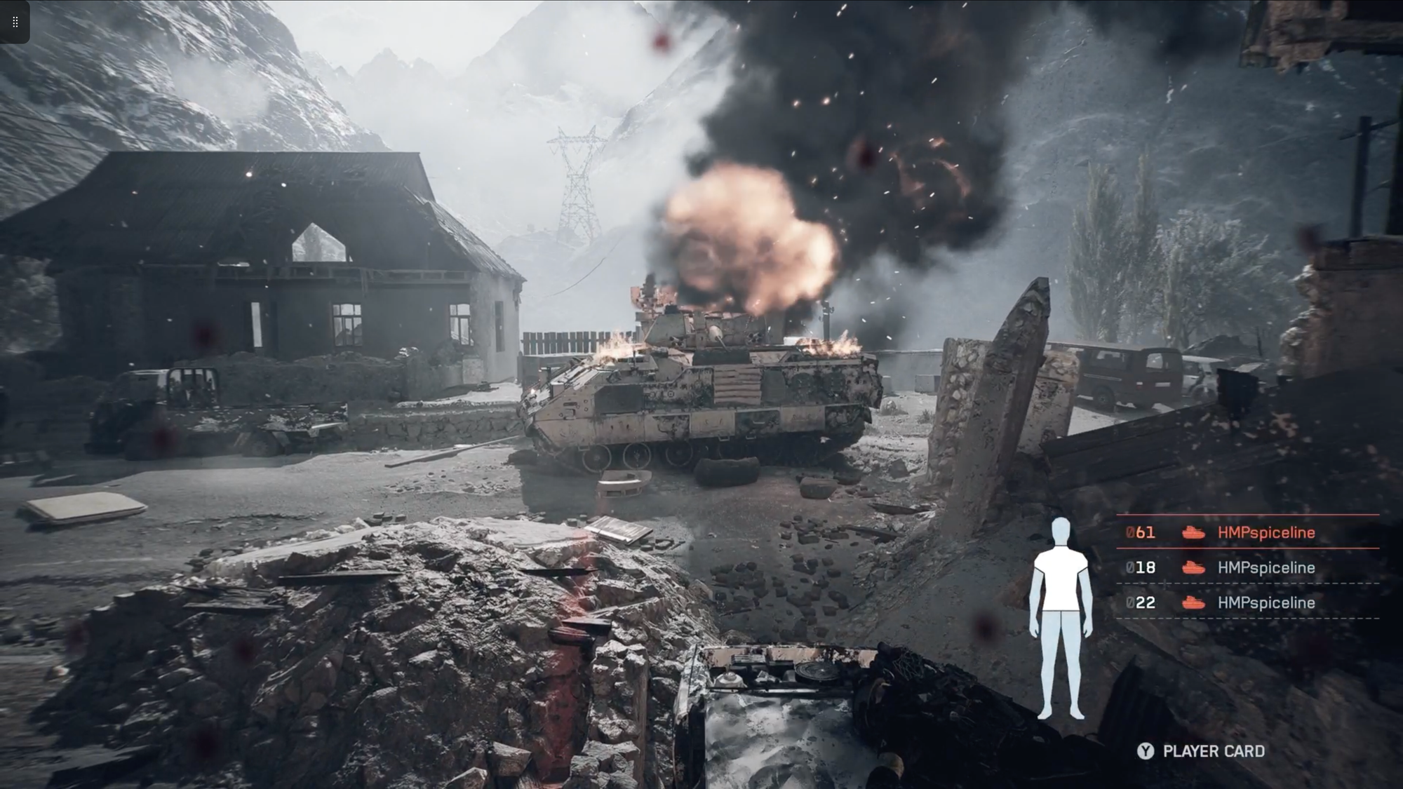 A tank searching for enemy combatants