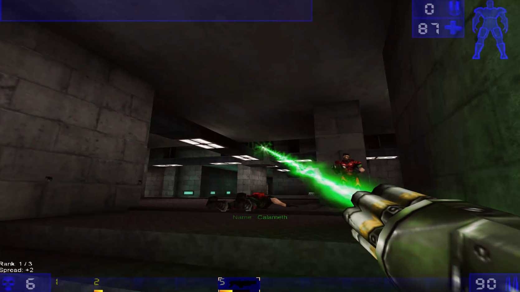 A player firing his gatling gun
