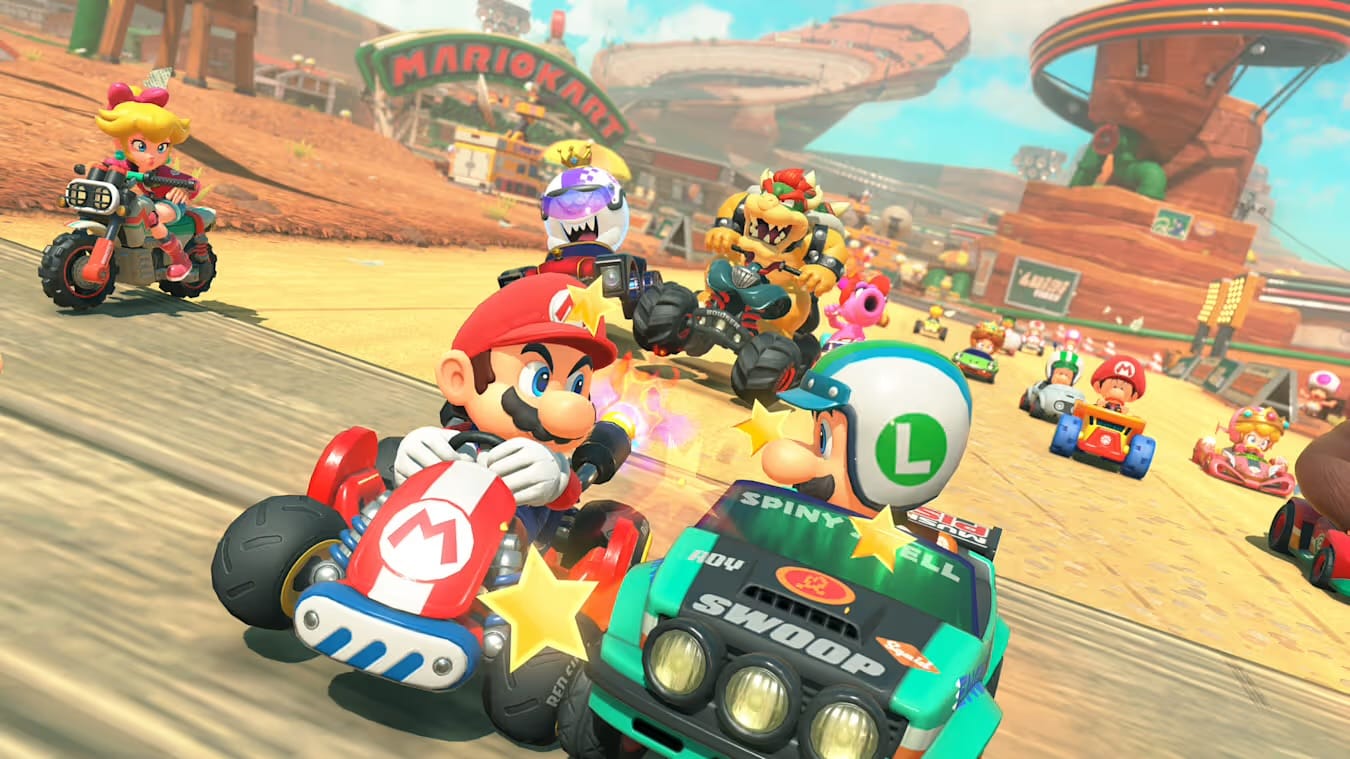 Scene from the game "Mario Kart World"