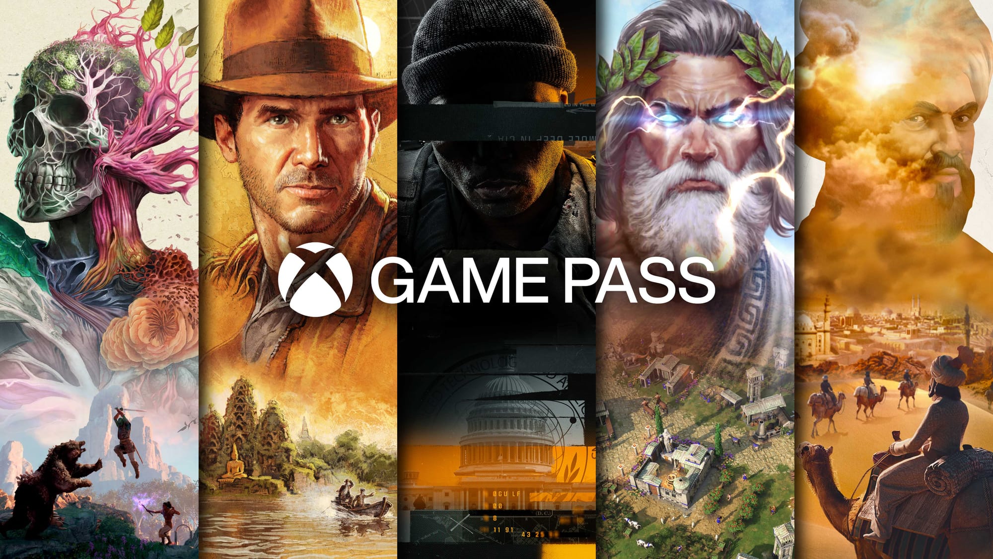 A selection of box art and in game scenes from the most popular Xbox Game Pass games.