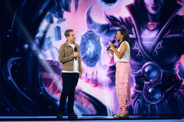 The presenters of the GamesCom 2025 Opening Night talking on stage